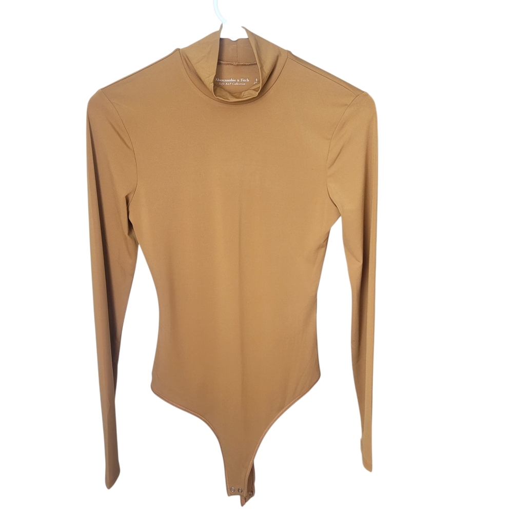 A&F Soft Collection Tan Long Sleeve Bodysuit Mock Neck Camel Tan Golden Brown